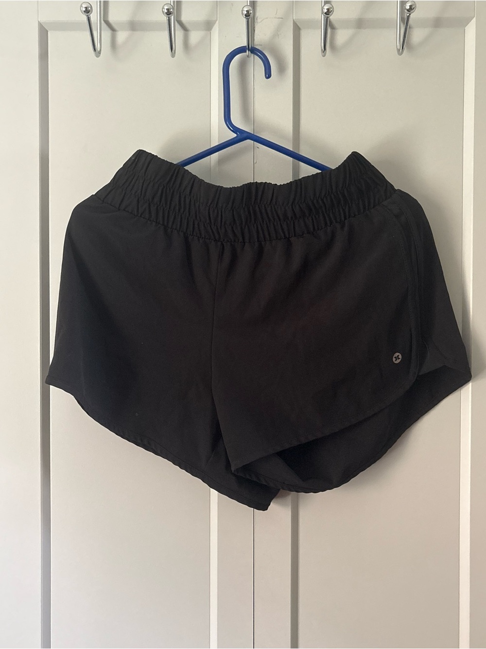 RBX Black Women's Athletic Shorts with Overlap Hem
